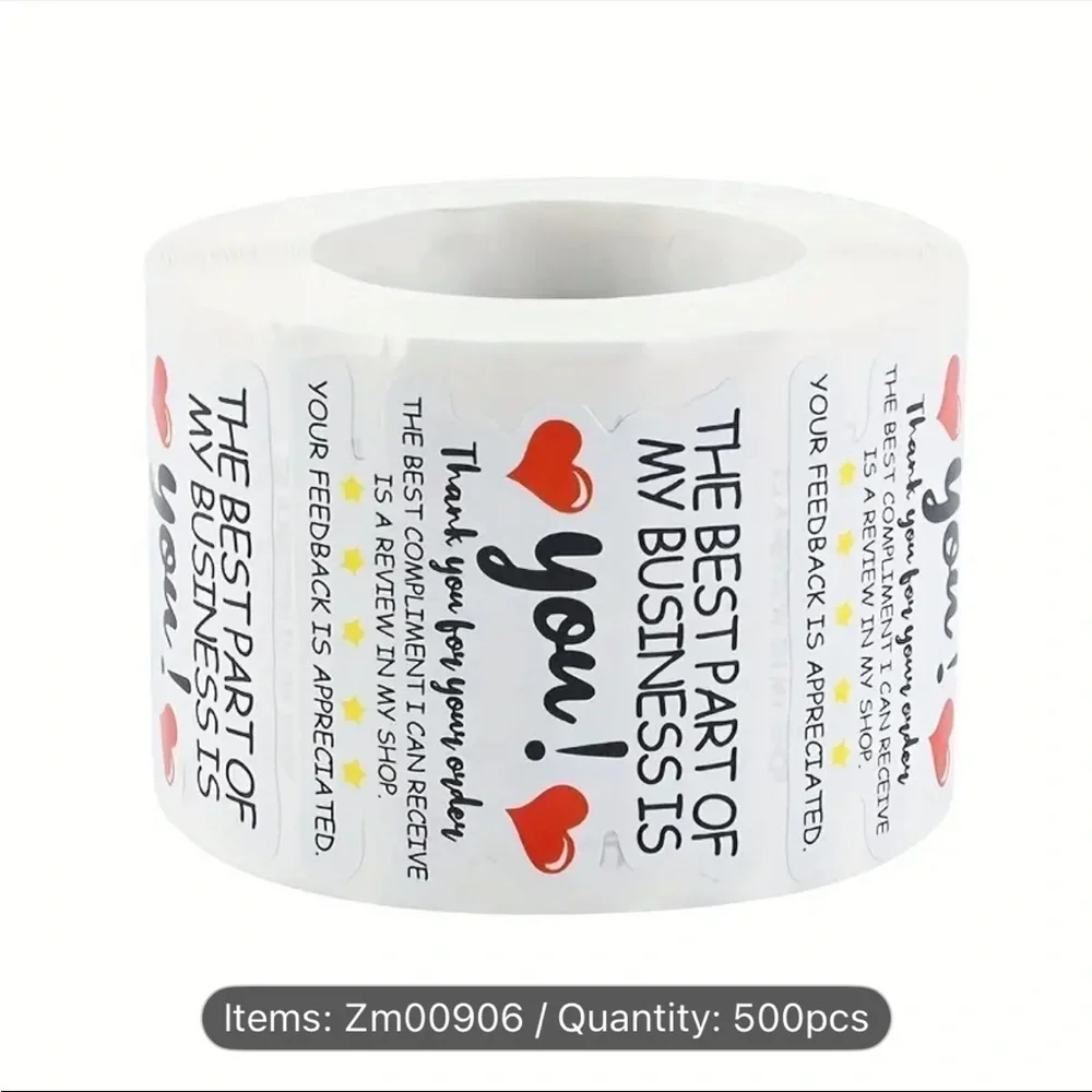 500 Heart Design Thank You Business Stickers